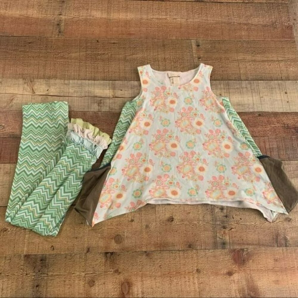Matilda Jane Outfit Flower Print Sleeveless Top With Geometric Print Pants